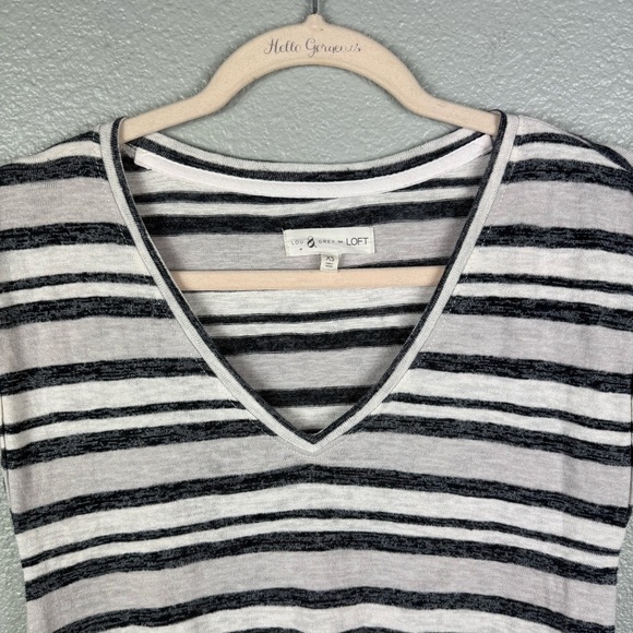 Lou & Grey For Loft V-neck Black White Striped Tee Maxi Dress LightWeight XS - Picture 9 of 11